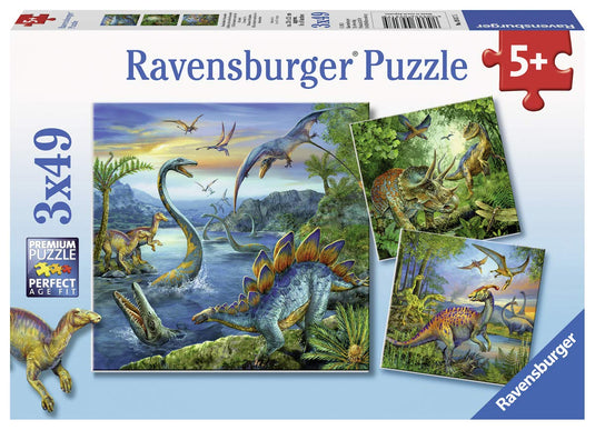Dinosaur Fascination 3 x 49 Piece Jigsaw Puzzle by Ravensburger - 1