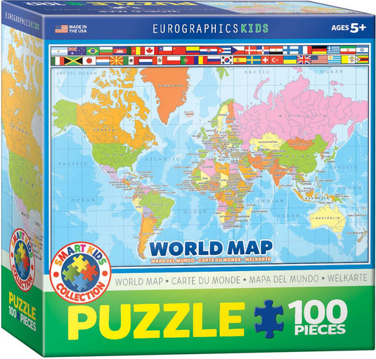 World Map 100 Piece Jigsaw Puzzle by Eurographics - 1
