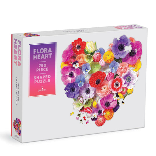 Flora Heart 750 Piece Shaped Jigsaw Puzzle by Galison - 1