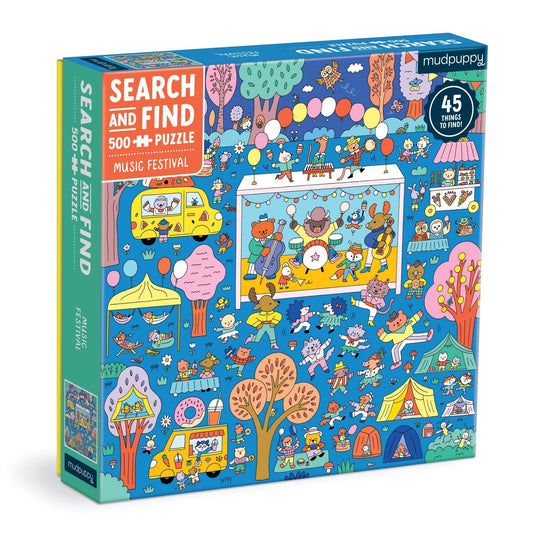 Music Festival 500 Piece Search and Find Family Puzzle by Galison - 1