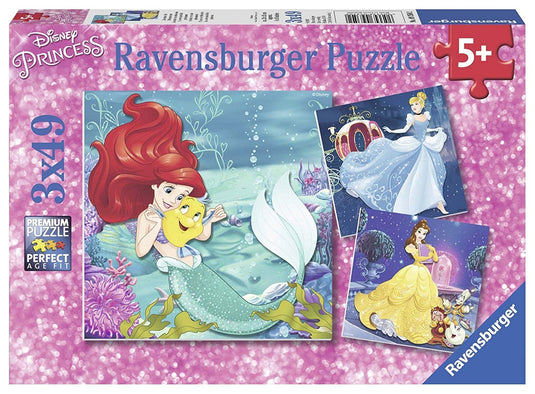 Disney Princess: Princess Adventure 3x 49 Piece Jigsaw Puzzle by Ravensburger - 1