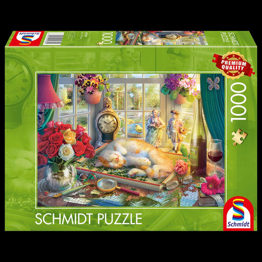 Puzzle Time With Cat 1000 Piece Jigsaw Puzzle by Schmidt Puzzle - 2