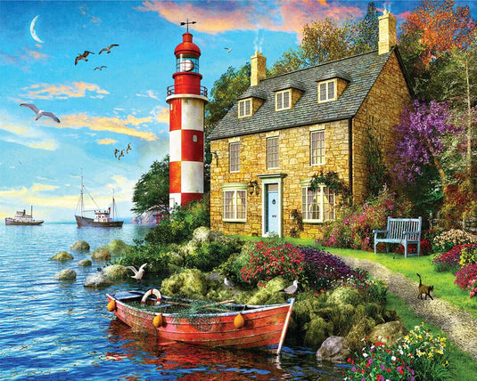 The Cottage Lighthouse 1000 Piece Jigsaw Puzzle by Springbok - 1