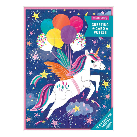 Unicorn Party Greeting Card Puzzle by Galison - 1