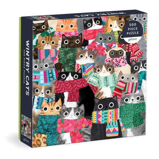 Wintry Cats 500 Piece Jigsaw Puzzle by Galison - 1