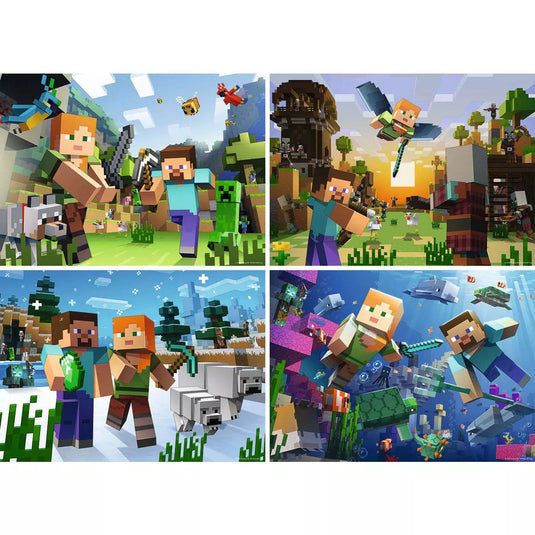 Minecraft 4x100 Piece Jigsaw Puzzle by Ravensburger - 2