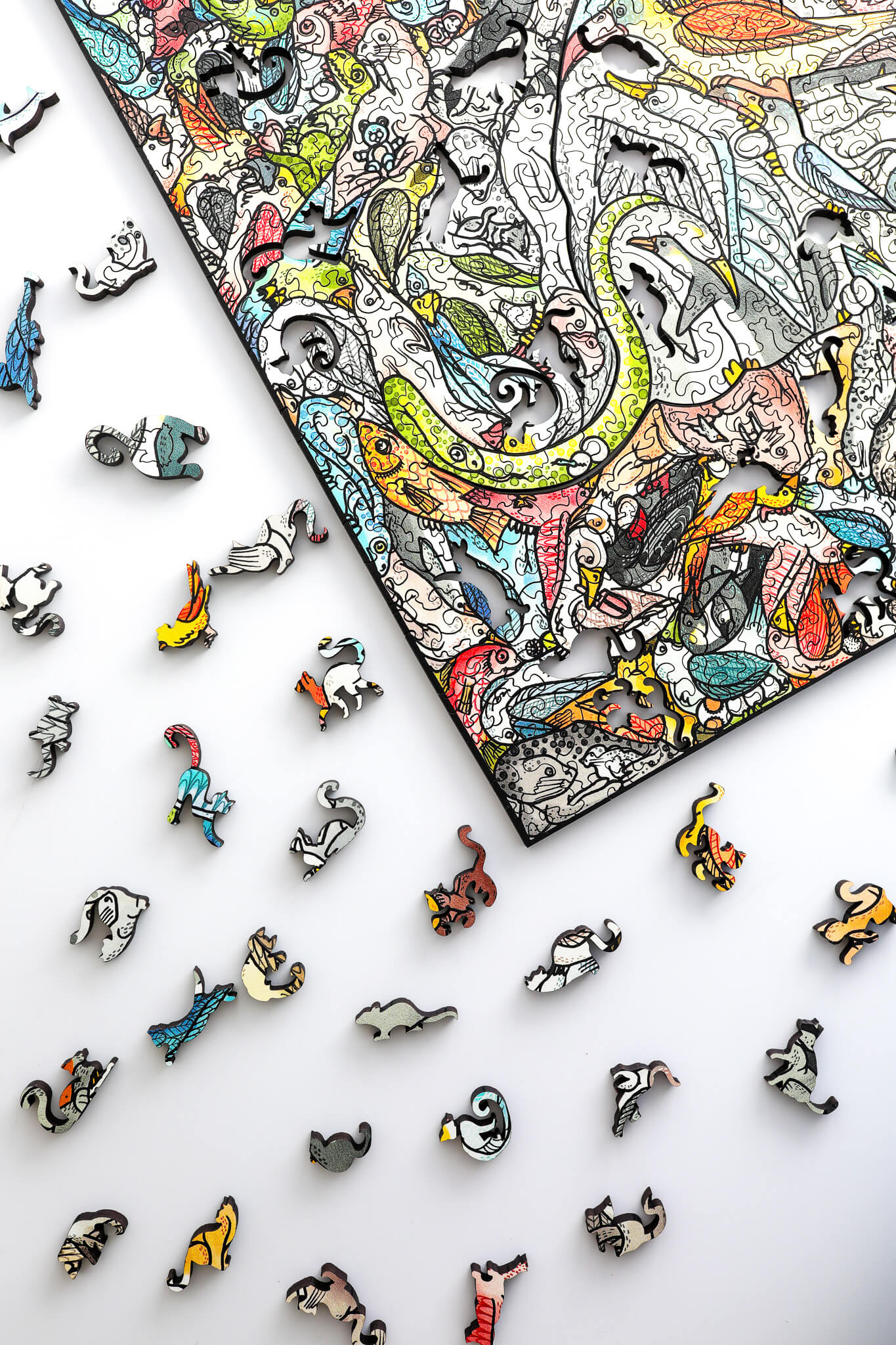 Feline Tessellation by Cedarfell 603 Piece Wooden Jigsaw Puzzle by Stumpcraft
