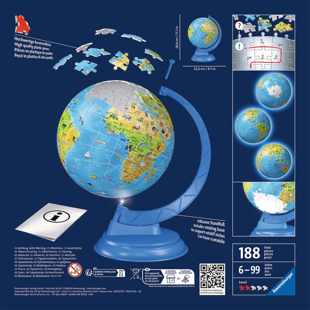 3D Children's Globe Night Edition 180 Piece Puzzle by Ravensburger
