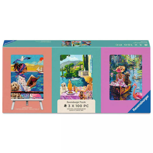 Have Dog, Will Travel 3x 100 Piece Jigsaw Puzzle by Ravensburger