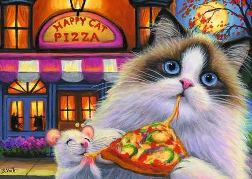 Happy Cat Pizza 35 Piece Jigsaw Puzzle by Ravensburger - 2