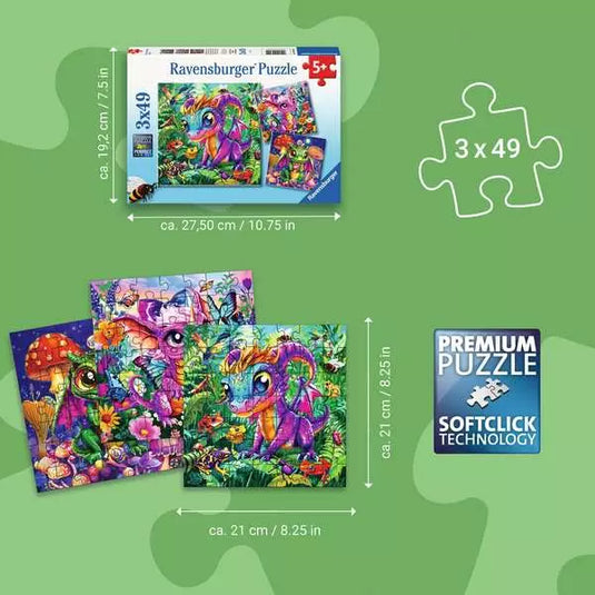 Baby Garden Dragons 3x49 Piece Jigsaw Puzzle by Ravensburger