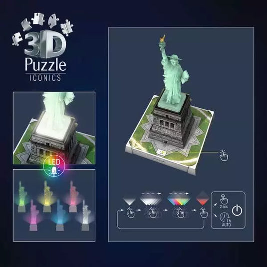 Iconics 3D Statue of Liberty Night Ed. 108 Piece 3D Jigsaw Puzzle by Ravensburger