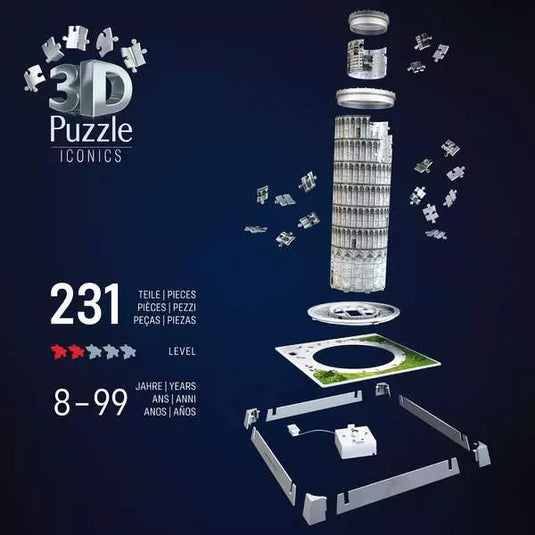 Iconics 3D Tower of Pisa Night 216 Piece Jigsaw Puzzle by Ravensburger