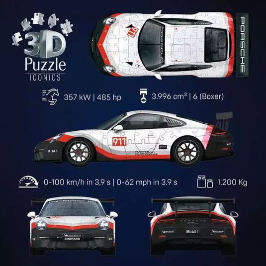 Iconics 3D Porsche 911 GT3 Cup 108 Piece 3D Jigsaw Puzzle by Ravensburger