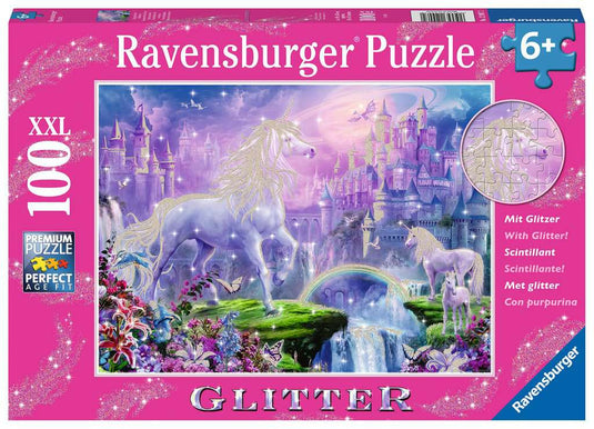 Unicorn Kingdom 100 Piece Glitter Puzzle by Ravensburger - 1