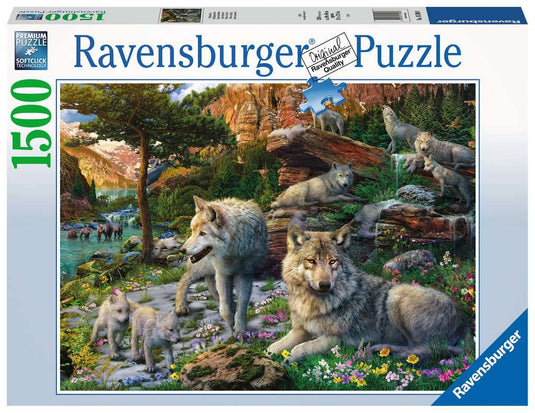 Wolves in Spring 1500 Piece Jigsaw Puzzle - 1