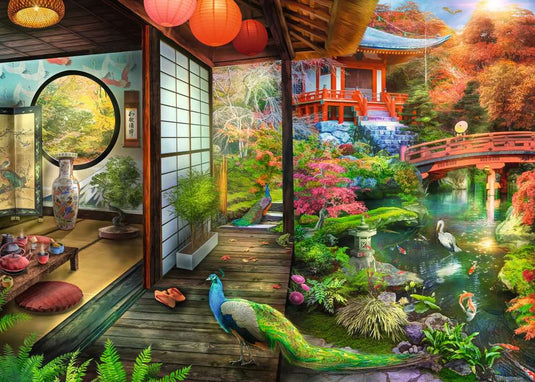 Kyoto Japanese Garden Teahouse 1000 Piece Jigsaw Puzzle by Ravensburger - 1