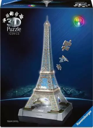 Iconics 3D Eiffel Tower Night Ed. 216 Piece 3D Jigsaw Puzzle by Ravensburger