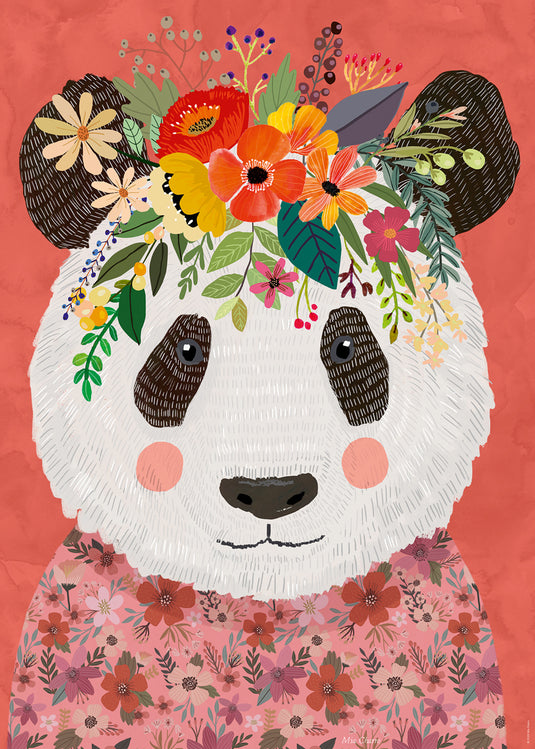 Floral Friends: Cuddly Panda 1000 Piece Jigsaw Puzzle by Heye