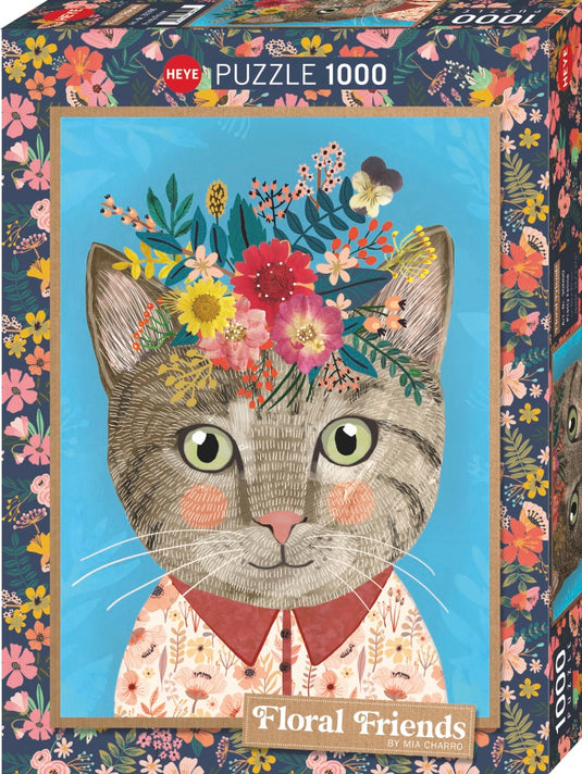 Floral Friends: Pretty Feline 1000 Piece Jigsaw Puzzle by Heye