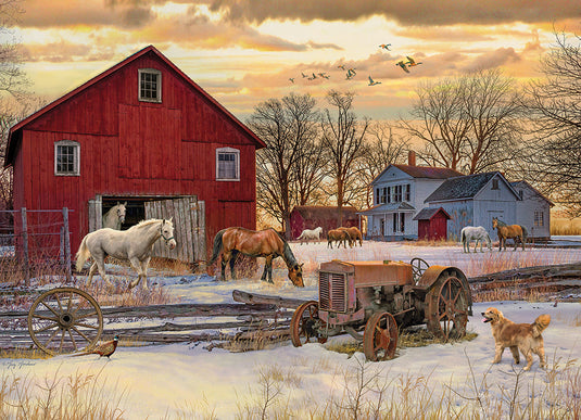 Winter on the Farm 1000 Piece Jigsaw Puzzle by Cobble Hill - 2