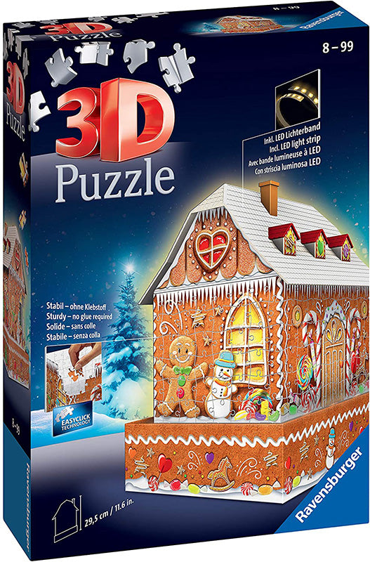 Gingerbread House Night Edition 216 Piece 3D Puzzle by Ravensburger Puzzle