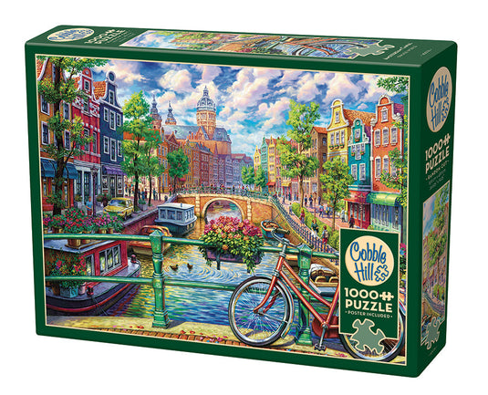 Amsterdam Canal 1000 Piece Jigsaw Puzzle by Cobble Hill - 1