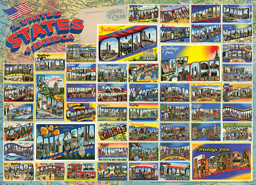 Vintage American Postcards 1000 Piece Jigsaw Puzzle by Cobble Hill