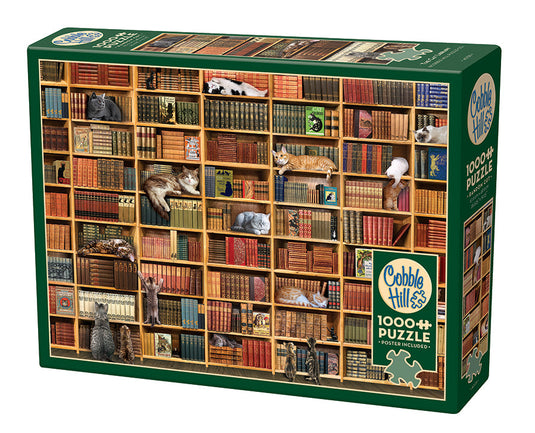 The Cat Library 1000 Piece Jigsaw Puzzle by Cobble Hill - 1