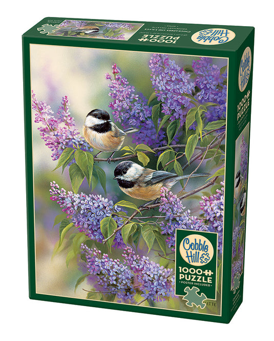 Chickadees and Lilacs 1000 Piece Jigsaw Puzzle by Cobble Hill - 1