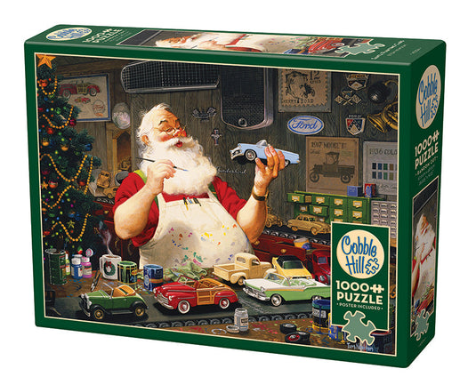 Santa Painting Cars 1000 Piece Jigsaw Puzzle by Cobble Hill - 1