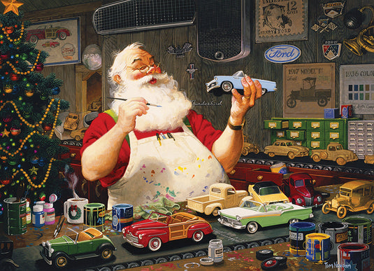 Santa Painting Cars 1000 Piece Jigsaw Puzzle by Cobble Hill - 2