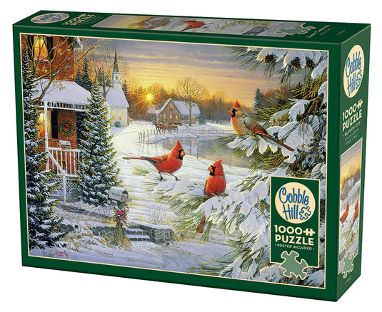 Sunset Cardinals 1000 Piece Jigsaw Puzzle by Cobble Hill - 1