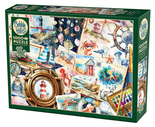 Seashore Sketchbook 1000 Piece Jigsaw Puzzle by Cobble Hill - 1