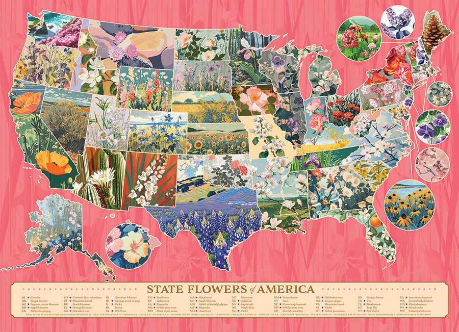 State Flowers of America 1000 Piece Jigsaw Puzzle by Cobble Hill