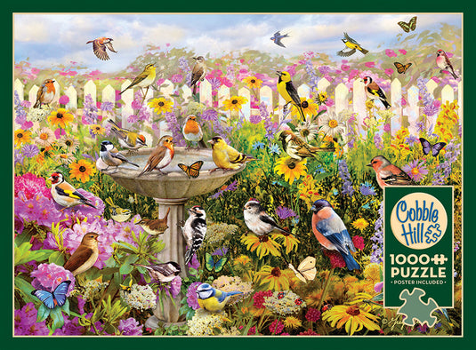 Backyard Bird Bath 1000 Piece Jigsaw Puzzle by Cobble Hill - 4