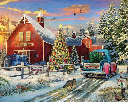 Red Barn Tree Farm 1000 Piece Jigsaw Puzzle by Springbok