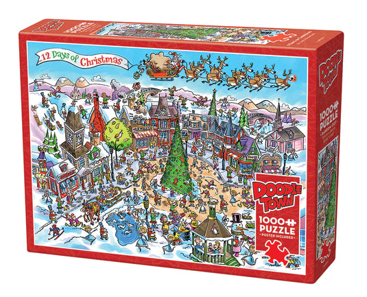 DoodleTown: 12 Days of Christmas 1000 Piece Jigsaw Puzzle by Cobble Hill