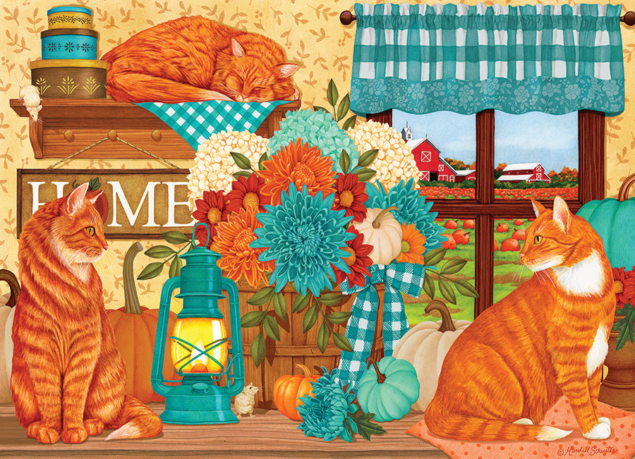 Pumpkin Patch Cats 500 Piece Jigsaw Puzzle by Cobble Hill