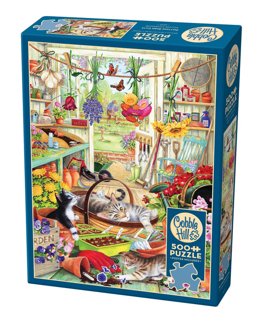 Potting Shed Cats 500 Piece Jigsaw Puzzle by Cobble Hill - 1
