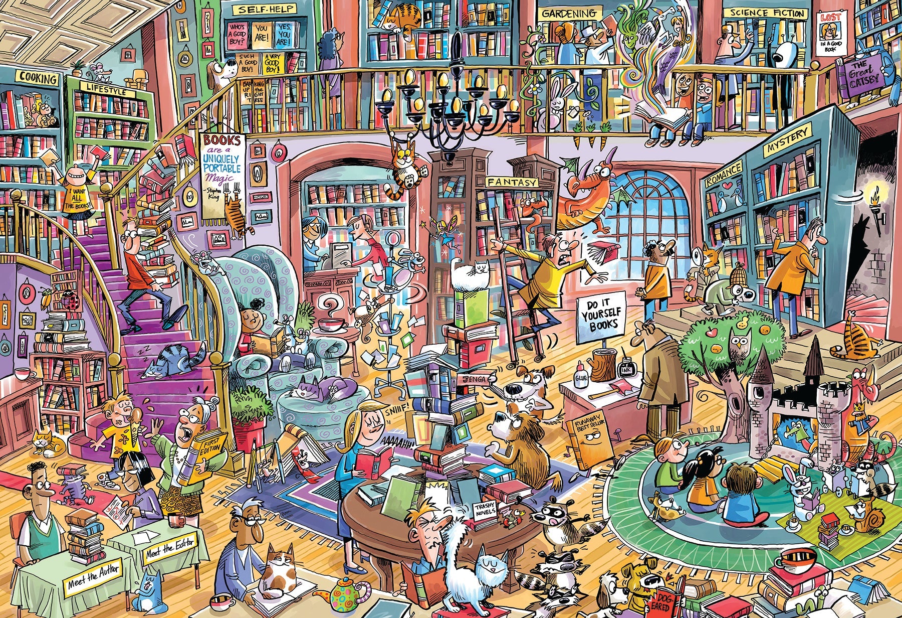 Bookshop Bedlam 100 Piece Jigsaw Puzzle by Cobble Hill