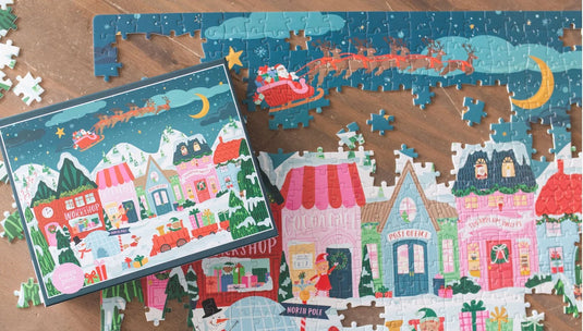 Santa's Village - 500 Piece Holiday Jigsaw Puzzle by Pippi Post