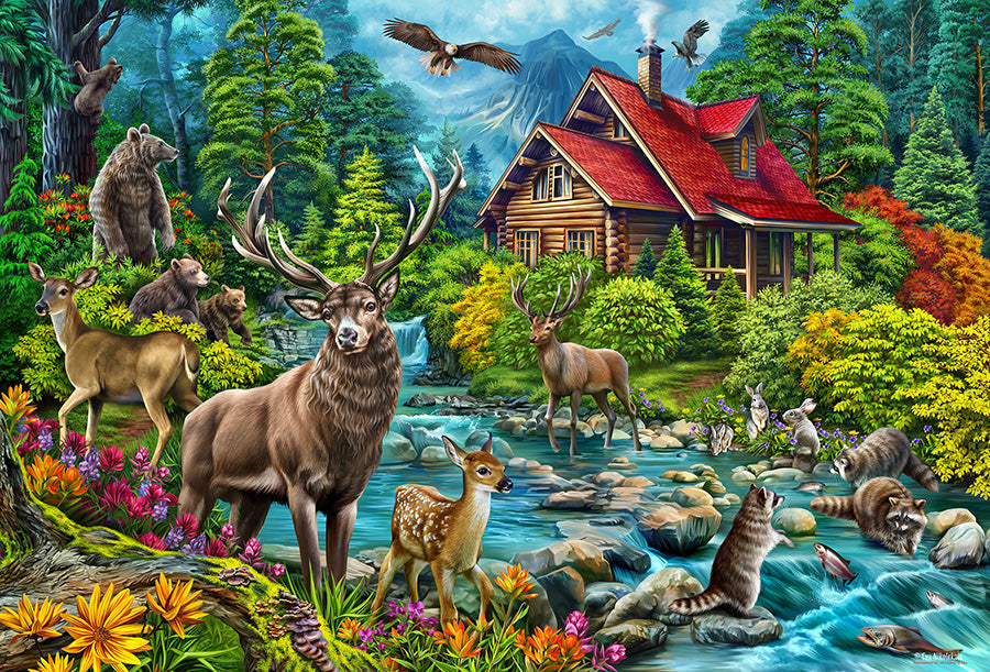 Red-Roofed Cabin 2000 Piece Jigsaw Puzzle by Cobble Hill