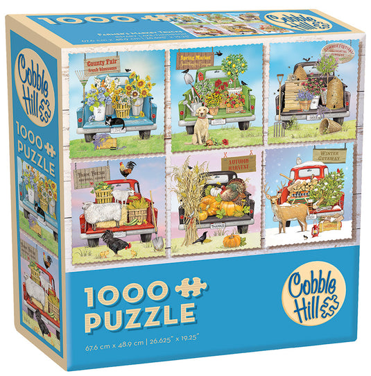 Farmer's Market Trucks 1000 Piece Modular Jigsaw Puzzle by Cobble Hill - 1