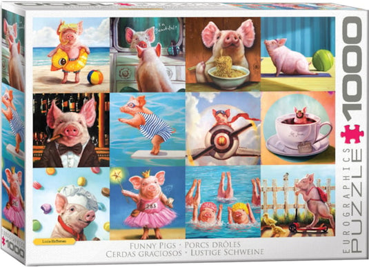 Funny Pigs 1000 Piece Jigsaw Puzzle by Eurographics - 1