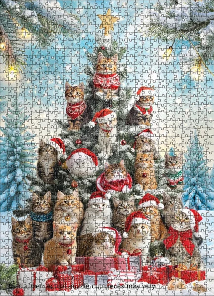 Christmas Tree Cats 1000 Piece Jigsaw Puzzle by Eurographics - 3