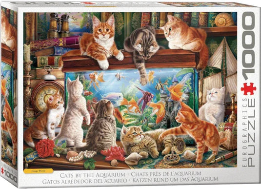 Cats by the Aquarium 1000 Piece Jigsaw Puzzle by Eurographics - 1
