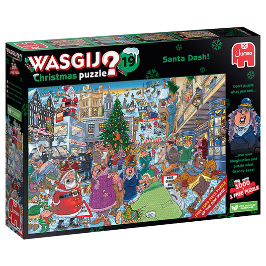 Wasgij Christmas #19: Santa Dash! 2x 1000 Piece Jigsaw Puzzle by Jumbo - 1
