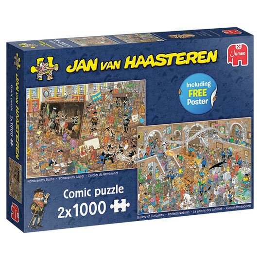 Rembrandt's Studio & Gallery of Curiosities 2x 1000 Piece Jigsaw Puzzle by Jumbo - 1