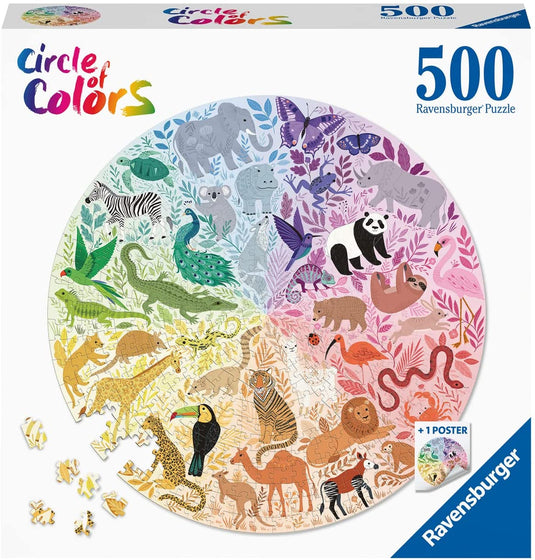 Animals 500 Piece Circular Jigsaw Puzzle by Ravensburger - 2